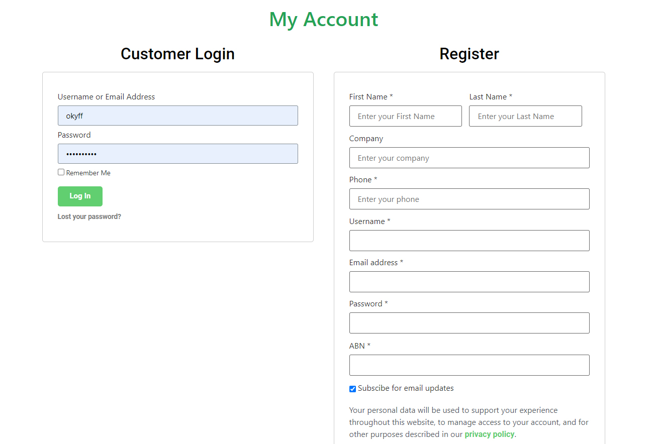 how to order customer registration