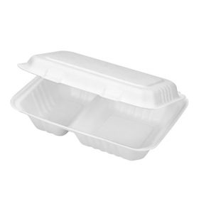 Bio_Packaging_WA_Greenmark_Perth_Food_Takeaway_Packaging_9" 2-Compartment White Clamshell