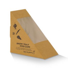 Bio_Packaging_WA_Greenmark_Perth_Paper_Takeaway_Packaging_Supplier_Sandwich Wedge ( Triangle with Window Box)