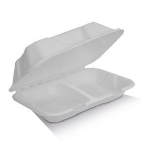 Bio_Packaging_WA_Greenmark_Perth_Paper_Takeaway_Packaging_9x6x3" Clamshell / 2 Compartments