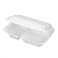 Bio_Packaging_WA_Greenmark_Perth_Food_Takeaway_Packaging_9" 2-Compartment White Clamshell