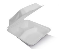 Bio_Packaging_WA_Greenmark_Perth_Food_Takeaway_Packaging_9" 3-Compartment White Clamshell
